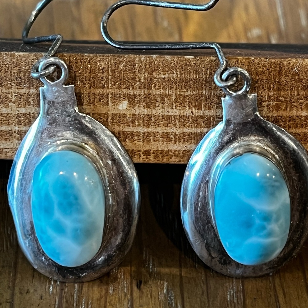 Artisan Larimar & SS 925 Drop Earrings